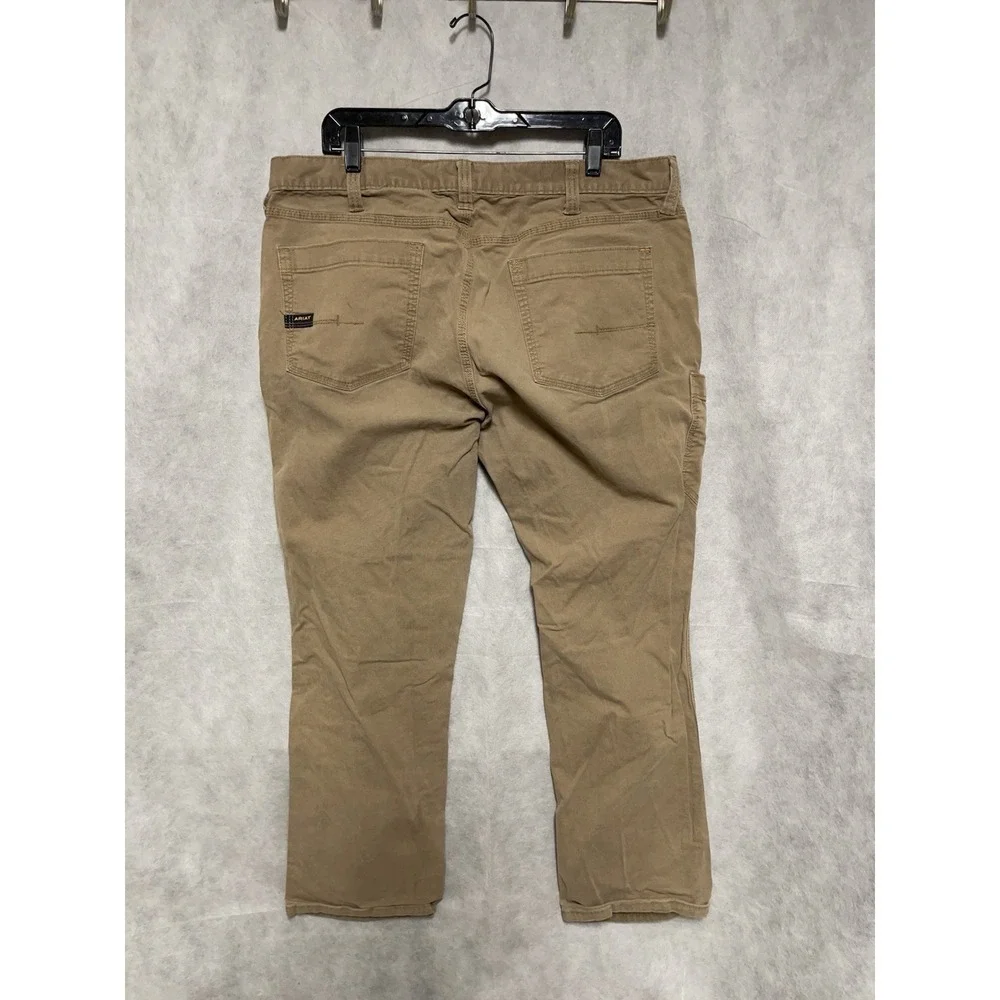 Ariat Pants Men Size 38x30 Beige M4 Relaxed Straight Rebar Canvas Workwear Heavy - Picture 7 of 10